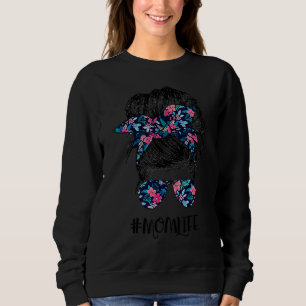 Mama Life Messy Hair Bun Leopard Frauen Muttertag Sweatshirt