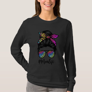 Mama Life Rainbow Colorful Leopard Printmütter D T-Shirt