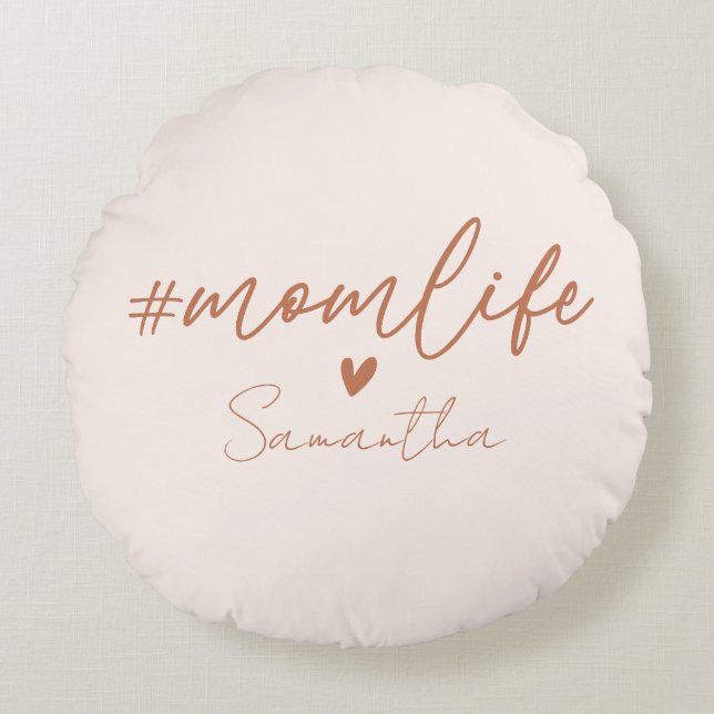 Mama Life - Rustikale Gestaltung Rundes Kissen (Vorderseite)