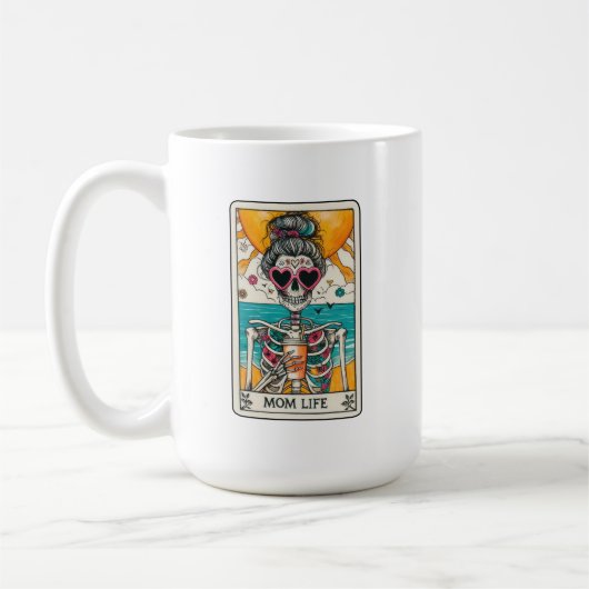 Mama Life Skeleton Tarot Card Kaffeekarte Tasse (Links)