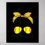 Mama Life Softball Baseball Mama Mütter Day Messy Poster (Vorne)