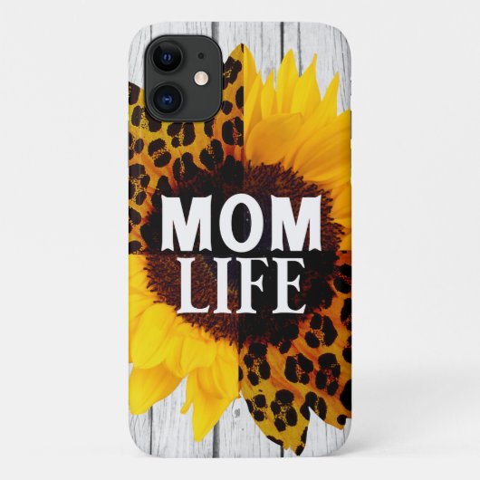 Mama Life Sonnenblume mit Holz Case-Mate iPhone Hülle (Rückseite)