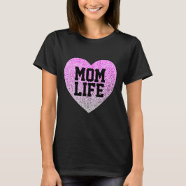 MAMA LIFE T - SHIRT IMITATE GLITZER PINK HERZ