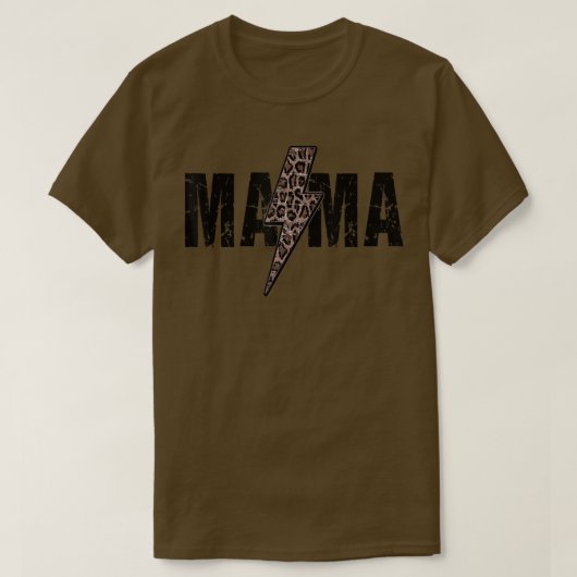 Mama Lightning Bolt Leopard Cheetah Print Mütter T-Shirt (Design vorne)