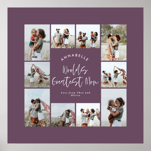 Mama lila moderne minimale Foto-Collage Poster (Vorne)