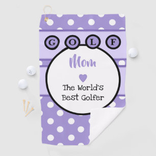 Mama lila und lila mit Streifen und Polka-Punkten Golfhandtuch