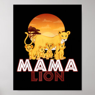 Mama Lion - Big Cat Family Mother Children T-Shirt Poster