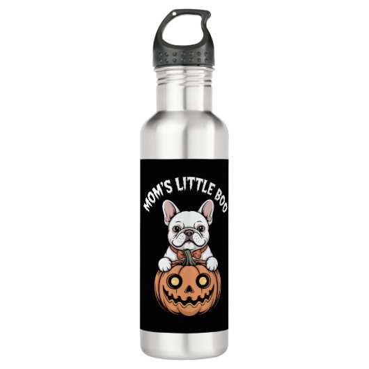 Mama Little Boo French Bulldog Hallowen Edelstahlflasche (Vorderseite)