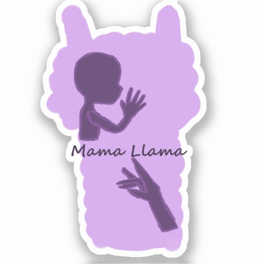 Mama Llama ASL Aufkleber Option 2 (Vorderseite)