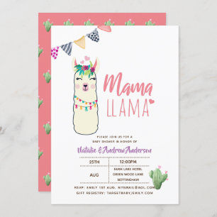 Mama Llama Baby Shower Fiesta Cacti Niedlich Girls Einladung