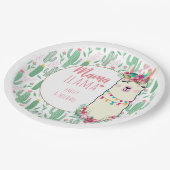 Mama Llama Fiesta Baby Girl Duschgeschirr Pappteller (Schrägansicht)