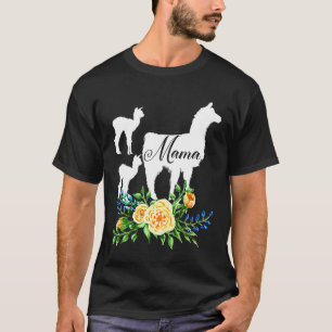 Mama Llama Floral Mama von zwei Blume Alpaca Llama T-Shirt