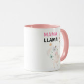 Mama Llama Funny Pink Girly Floral Llama Tasse (VorderseiteRechts)
