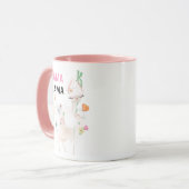 Mama Llama Funny Pink Girly Floral Llama Tasse (Vorderseite Links)