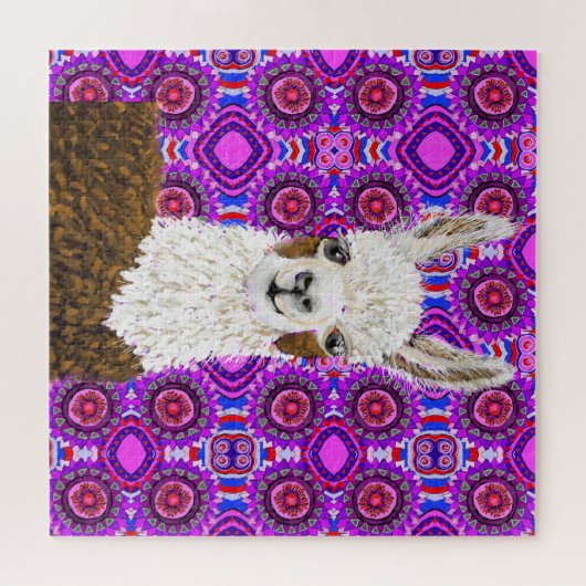Mama Llama lebt in Lila Puzzle (Horizontal)