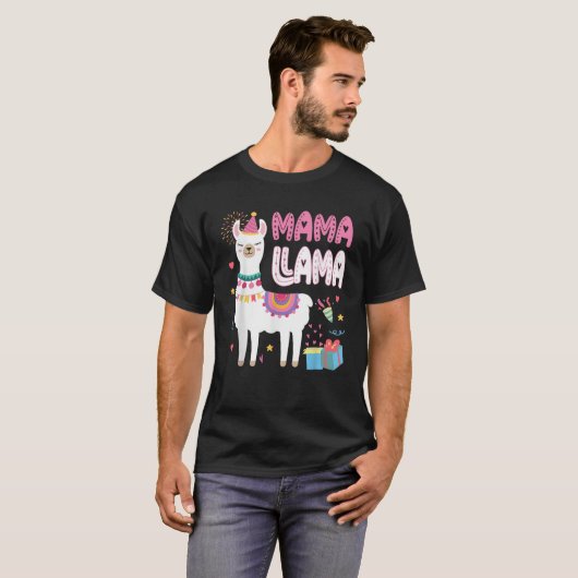 Mama Llama Mom Of The Birthday Llama Birthday Them T-Shirt (Vorne ganz)