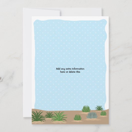 Mama Llama und Baby Blue Polka Dot Baby Dusche Einladung (Rückseite)