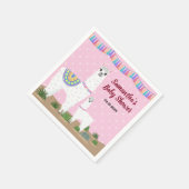 Mama Llama und Baby Pink Polka Dot Baby Dusche Serviette (Ecke)