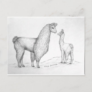 Mama Llama und Cria Postkarte
