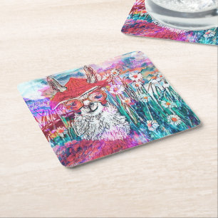 Mama Llamas Tag im Coas des Country Square Rechteckiger Pappuntersetzer