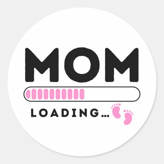 Mama Loading Baby Girl Pink bald Mommy sein Runder Aufkleber (Vorderseite)