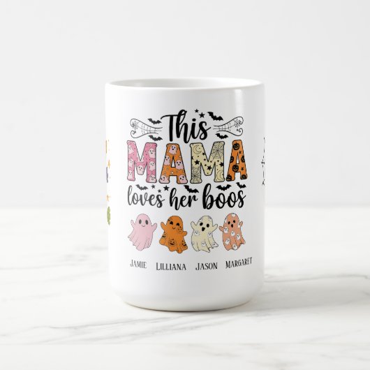 Mama Loves Her Boos Spooky Personalized Halloween Kaffeetasse (Mittel)