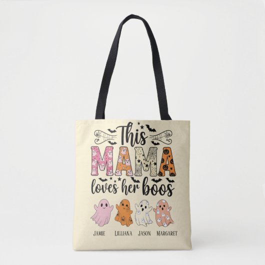 Mama Loves Her Boos Spooky Personalized Halloween Tasche (Vorderseite)