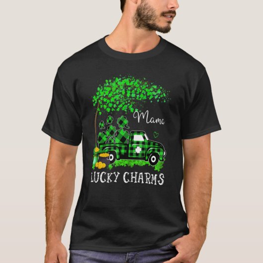 Mama Lucky Charm Shamrock Graphic Truck St Patrick T-Shirt (Vorderseite)