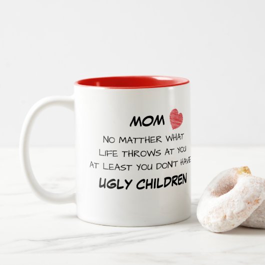 Mama-lustige hässliche KinderTasse Zweifarbige Tasse (Mit Donut)