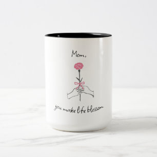 "Mama macht Leben zum Blossom" - Niedliche Minimal Zweifarbige Tasse