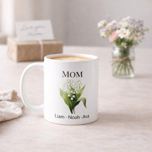 Mama-Maigeburtsblume mit Kindernamen Kaffeetasse