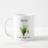 Mama-Maigeburtsblume mit Kindernamen Kaffeetasse (Links)