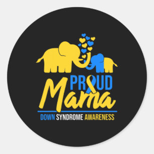 Mama Mama Down Syndrome Awareness Day Niedlich Ele Runder Aufkleber