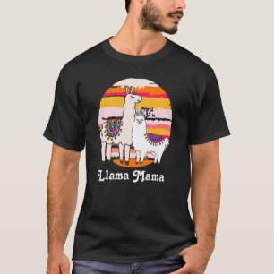 Mama Mama Llama Geburtstag Süße Tier Retro 2 T-Shirt