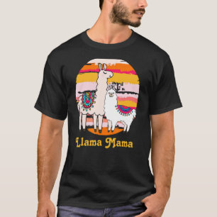 Mama Mama Llama Geburtstag Süße Tier Retro T-Shirt