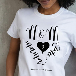 Mama Mama Ma Heart Kinder benennen T - Shirt