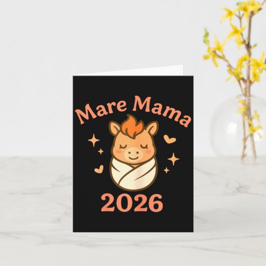 Mama Mare 2026 Fire Horse Matching Cute Funny Mate Karte (Gelbe Blume)