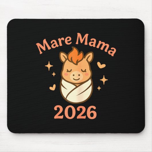 Mama Mare 2026 Fire Horse Matching Cute Funny Mate Mousepad (Vorne)
