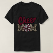 Mama Maroon Leopard Briefe Cheer Pom Poms T-Shirt (Design vorne)