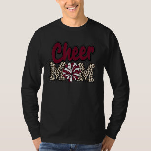 Mama Maroon Leopard Briefe Cheer Pom Poms T-Shirt