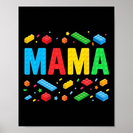 Mama Master Builder Gebäude Bricks Blocks Funny M Poster (Vorne)