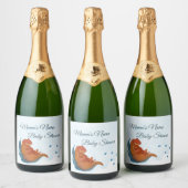 Mama & Me Otter Baby Dusche Champagner Schaumweinetikett (Flaschen)