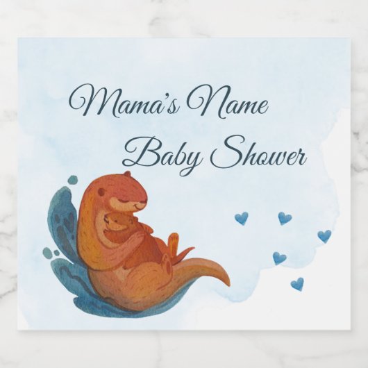 Mama & Me Otter Baby Dusche Champagner Schaumweinetikett (Einzelnes Label)