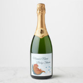 Mama & Me Otter Baby Dusche Champagner Schaumweinetikett (Vorderseite)