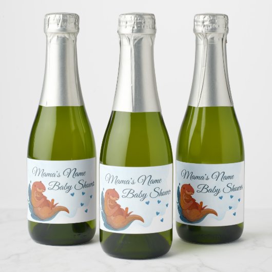 Mama & Me Otter Baby Dusche Mini Champagne Schaumweinetikett (Flaschen)