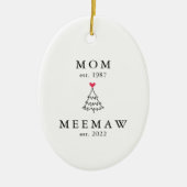 Mama | Meemaw Year Est. Weihnachten Keramik Ornament (Vorne)