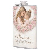 Mama — Mein erstes Zuhause | Mutter-und-Tochter-Bl Flachmann (Links)