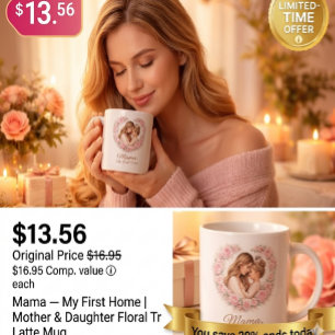 Mama — Mein erstes Zuhause   Mutter-und-Tochter-Bl Jumbo-Tasse