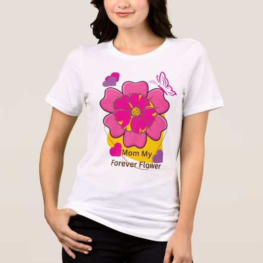 Mama mein Forever-Blumendesign Tri-Blend Shirt (Vorderseite)