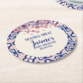 Mama Mia Baby Shower Cherry Blossoms Runder Pappuntersetzer (Angewinkelt)